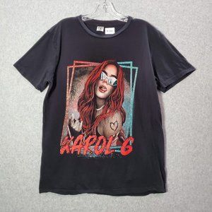 Karol‎ G Men Shirt Large Black Bichota Tour 2022 Graphic Short Sleeve Tee